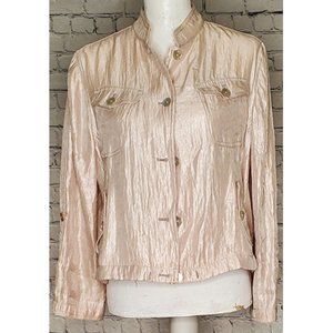 Ruby Rd. Button Down Jacket Shiny Metallic
